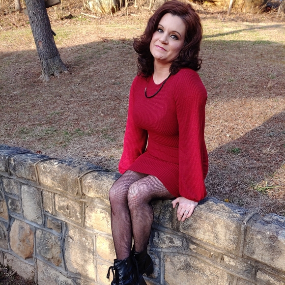 NWT Burgundy Red Short Rib Knit Lantern Sleeve Form Fitting Sweater dress 👗 - Picture 7 of 7